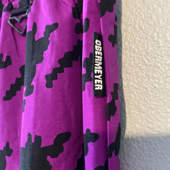 Obermeyer Womens 8 Purple Houndstooth Nylon Pull On I Lightweight Wind Ski Pants - Picture 3 of 7